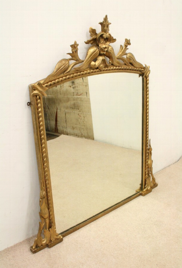 Antique Victorian Carved and Gilded Overmantel Mirror