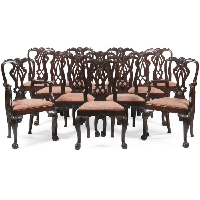 Antique Set of 12 George III Style Mahogany Dining Chairs