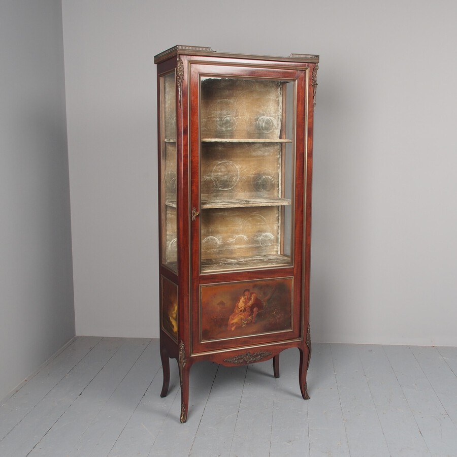 Antique Vernis Martin Mahogany Display Cabinet