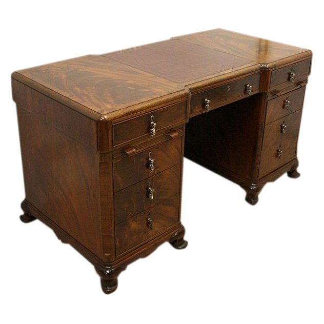 Antique Whytock & Reid Mahogany Pedestal Desk