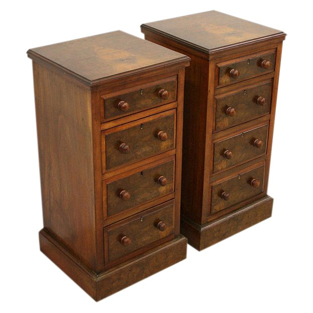 Pair of Late Victorian Burr Walnut Lockers/Bedside Cabinets