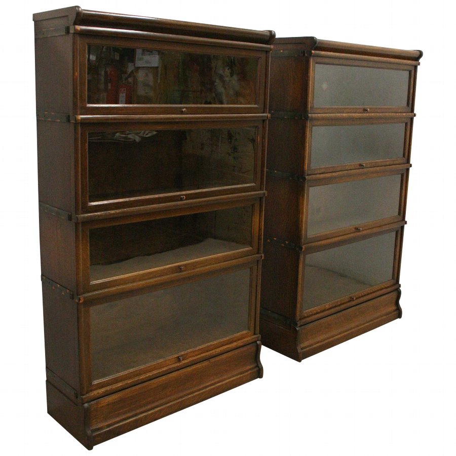 Pair of Globe Wernicke Oak Sectional/Stacker Bookcases