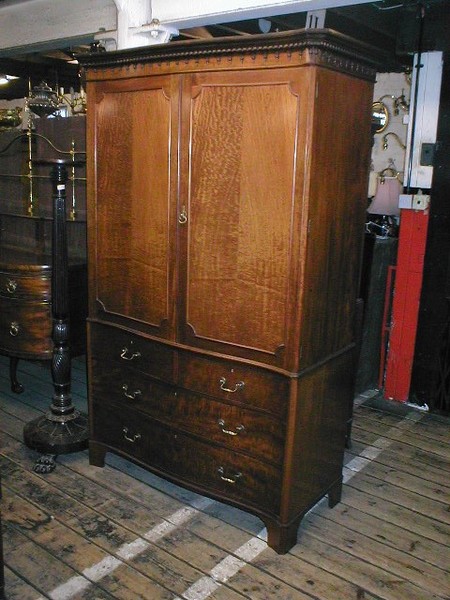 George III Style Mahogany Serpentine Linen Press