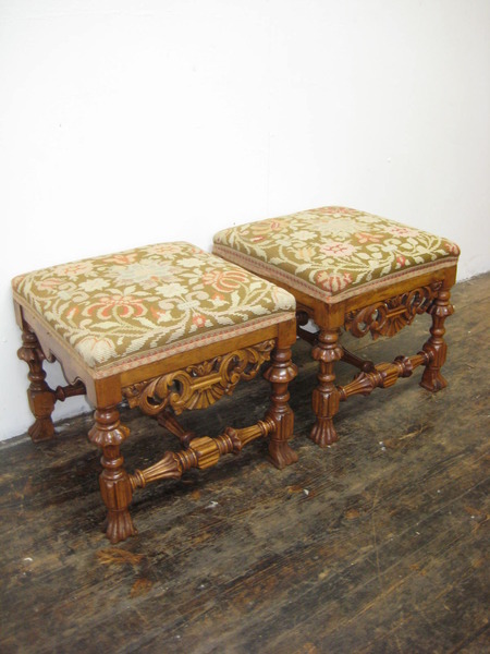 Pair of Victorian Renaissance Style Stools
