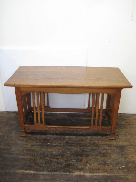 Antique Art Nouveau Oak Side Table