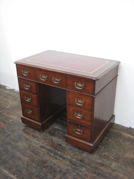 Late Victorian Neat Size Walnut Kneehole Desk