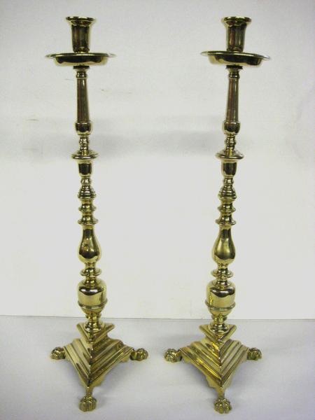 Pair of Large Brass Candlesticks
