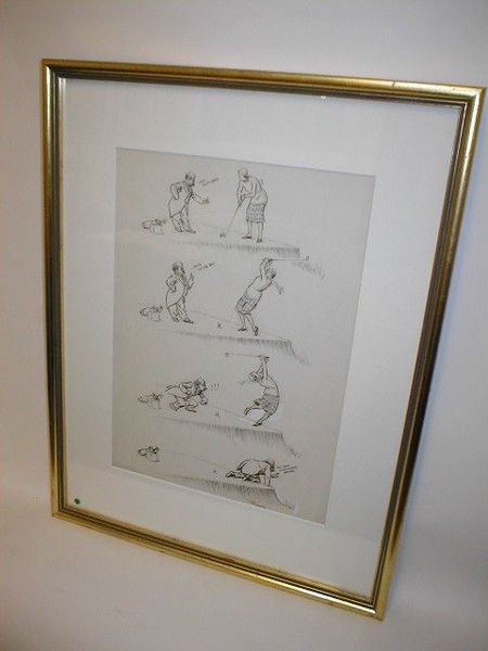 Antique Framed Golfing Sketch by Frank Reynolds