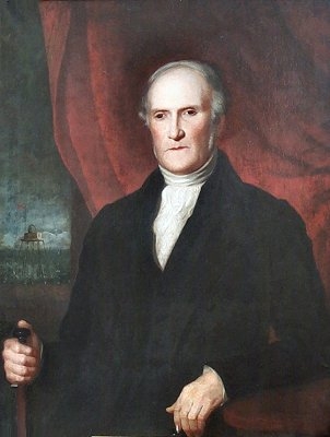 Antique Portrait of Alexander Mitchell (1780-1868) with Daundalk Bay