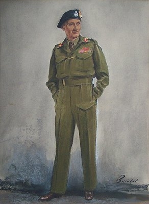 Antique Portrait of Field Marshall Sir Bernard Law Montgomery (1887-1976)