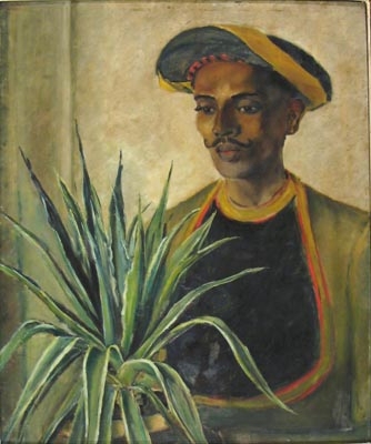 Antique Portrait of William Henderson's  Indian man servant,  Ghulam