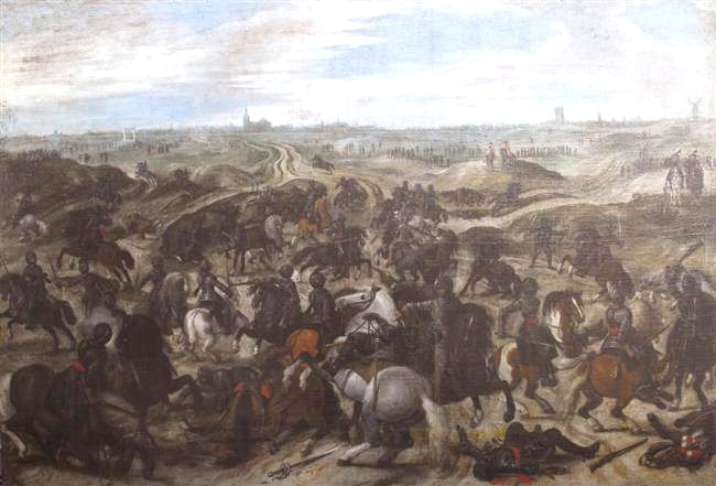Antique The Battle Between Officers Breaute and Gerard Abrahamsz called Lekkerbeetje at