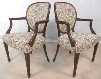 Antique Set of Sixteen Georgian Style Mahogany Carver Armchairs Upholstered Comfortable