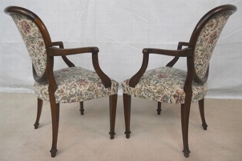 Antique Set of Sixteen Georgian Style Mahogany Carver Armchairs Upholstered Comfortable
