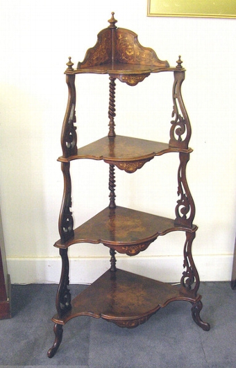 Victorian walnut corner whatnot