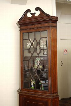 Antique Mahogany standing display corner cupboard