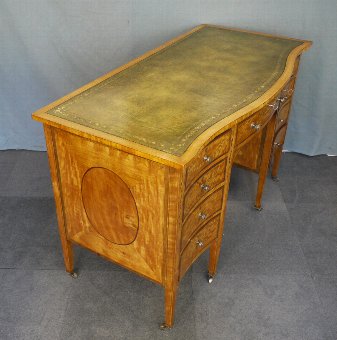 Antique Edwardian satinwood kneehole writing desk