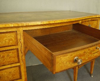 Antique Edwardian satinwood kneehole writing desk
