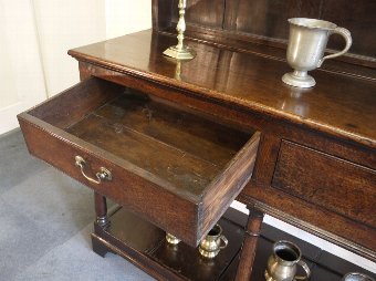 Antique Georgian oak dresser and rack