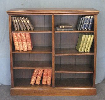 Antique walnut open library bookcase