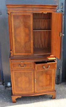 Antique Large Mahogany Serpentine fronted Tallboy with Brushing Slide 1960's