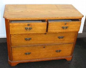 Antique 1920's Ash Chest of 2 over 2 Drawers with original Brass handles