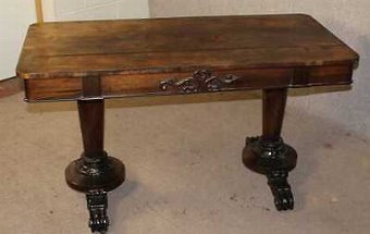 Antique Lovely Versatile 1850 Rosewood Library Table with Drawers on carved Legs.