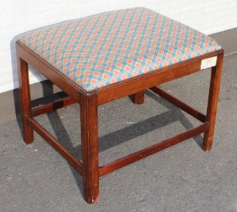 Antique Neat Georgian Mahogany Foot Stool with upholstered Top.