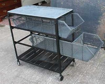 Antique Heavy French Metal Industrial style Trolley. Variety of Uses.