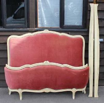 Antique 1940's Corbeille Bed , Head, foot and side rails in Red  Double. Check sizes.