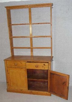 Antique Heavy Antique Pine Original Dresser with Plate Rack and Drawers. 1900's