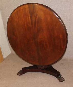 Antique 1900's Mahogany Loo Table with deep rim and claw feet . Can store upright.