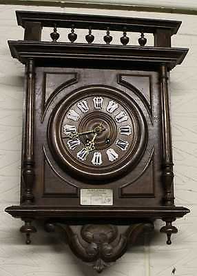 Antique 1900's Vintage French Carved Country Wall Clock with decorative Face