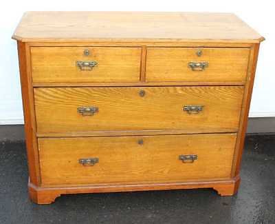 Antique 1920's Ash Chest of 2 over 2 Drawers with original Brass handles