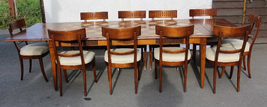 Antique Mahogany Dining Table with Tiled Top extends with 2 leaves. NOT WITH CHAIRS