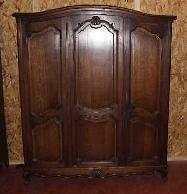 Louis XV style Carved Oak 3 Door Armoire All Hanging. 1930's