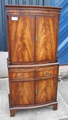 Serpentine  Mahogany Drinks Cabinet with Brushing Slide and good interior