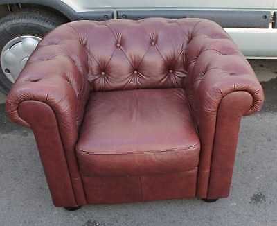 Brown Leather Tub Style Buttoned Back  Armchair