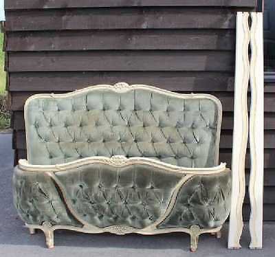 Antique 1940's Corbeille Bed , Head, foot and side rails in Green  Double. Check sizes.