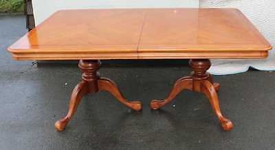 Solid Mahogany Dining Table with 2 Leaves on twin pedestals