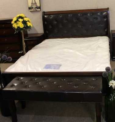Mahogany King Size Sleigh Bed with buttoned Headboard NO Mattress. NEW.Last One