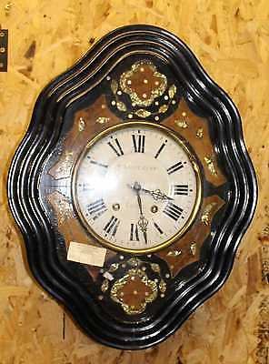 1900's French Vintage Mother of Pearl Carved Wall Clock - 8 x day  .