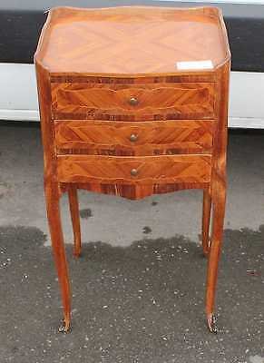 Antique 1940's Carved Walnut Bedside with small drawers on elegant Legs