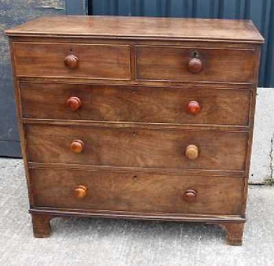 Large 1900's Mahogany Chest Drawers 2 over 3 with Mahogany Knobs. Great Storage.