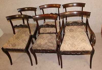1900's Quality Set 6  Mahogany Bar Back Dining Chairs with pop out seats.