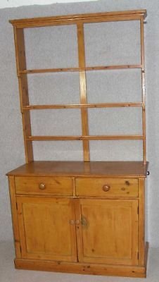 Antique Heavy Antique Pine Original Dresser with Plate Rack and Drawers. 1900's