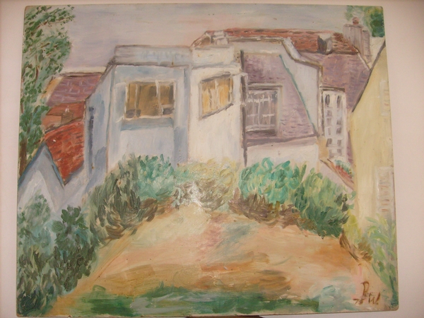 VINTAGE OIL ON BOARD PAINTING by D WINTER;SIGNED ORIGINAL CITYSCAPE-CIRCA 1970