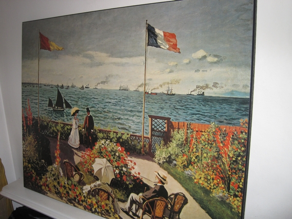 MARITIME SEASCAPE PRINT by CLAUDE MONET ;TERRACE AT SAINTE ADRESSE (HIGHLIGHTED BOARDED PRINT)