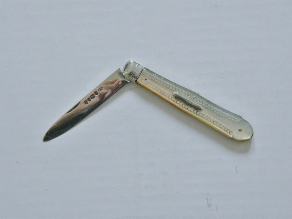 Silver & Mother of Pearl Folding Fruit Knife