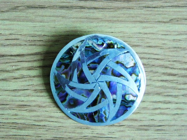 Vintage Mexican Silver and Abalone Brooch